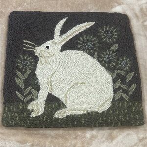 Warren Kimble Hare with Sunflowers Hook Pillow no insert green tan neutral decor